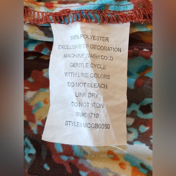 Notations Women’s multicolor Ruffle Tunic V Neck Flutter Sleeve Top XL - Picture 7 of 10